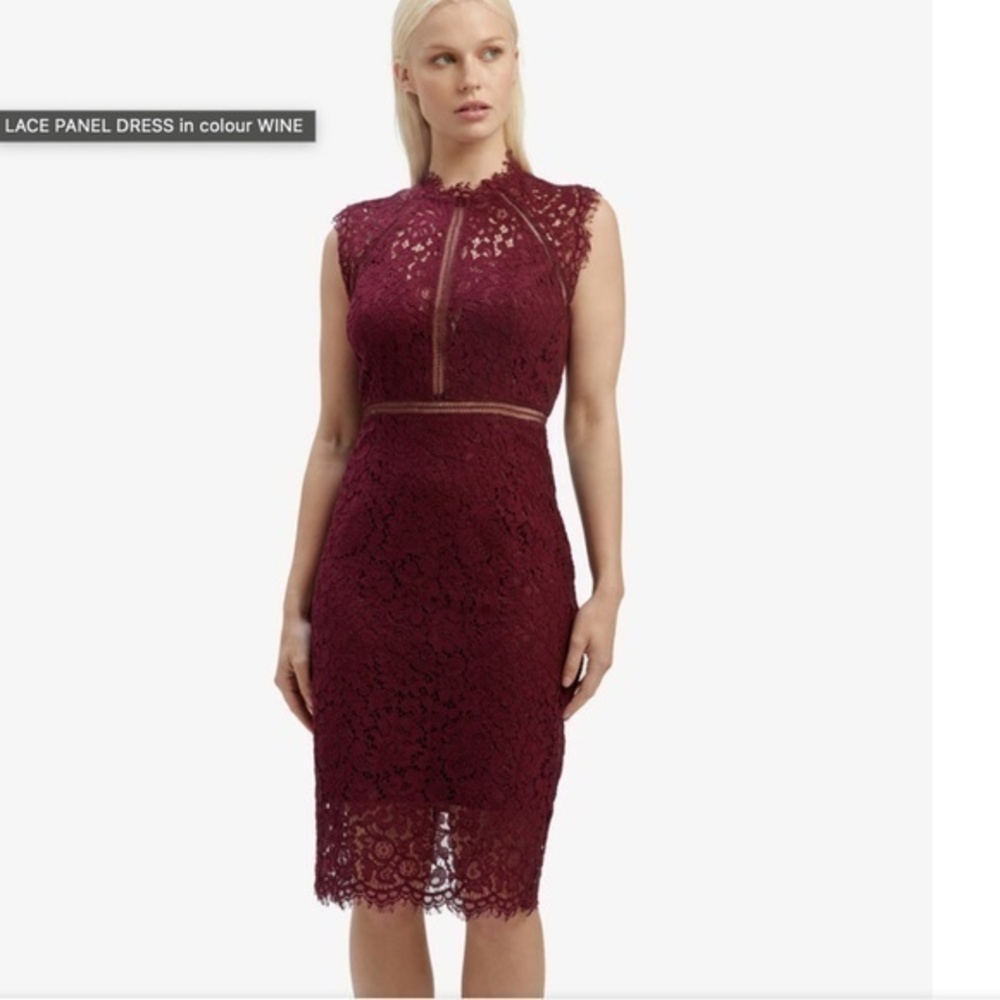 🇪🇸🐠NEW Bardot Lace Panel Midi Dress In Wine | Cocktail Party